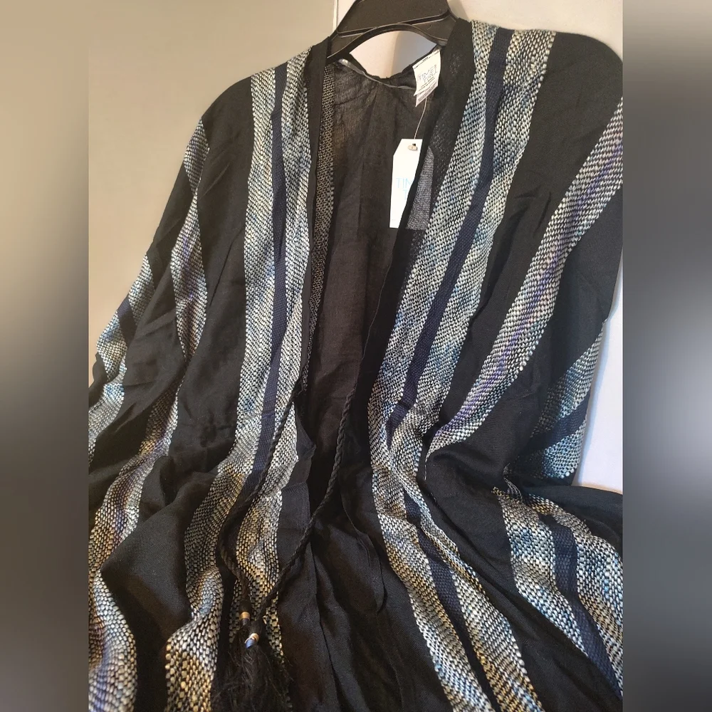 Time and Tru Womens One Size Striped Yarn Dye Layering Black Multi NWT